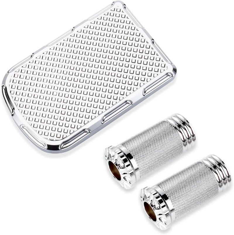 KICRY Brake Pedal Cover Compatible with Harley softail Heritage Springer Fit Fat Boy Deluxe FLSTN Road King FLHR Road Glide FLTR Pads Cover (Chrome Kit) - Image 1